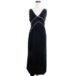 Zara Black V Neck Maxi Dress Size Small White Contrast 100% Cotton